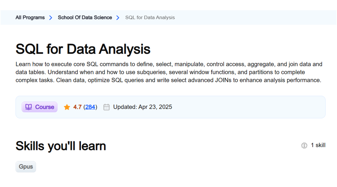 دورة SQL for Data Analysis على Udacity (مجانية 100%) - تعليم اللغة ...